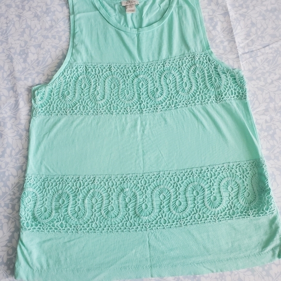 Bundle Only: J. CREW MINT GREEN LACE PANEL 100% COTTON TANK‎ TOP SIZE XS P - Picture 3 of 12